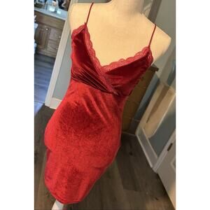 SHEIN Maroon Velvet Spaghetti Strap Dress, Small